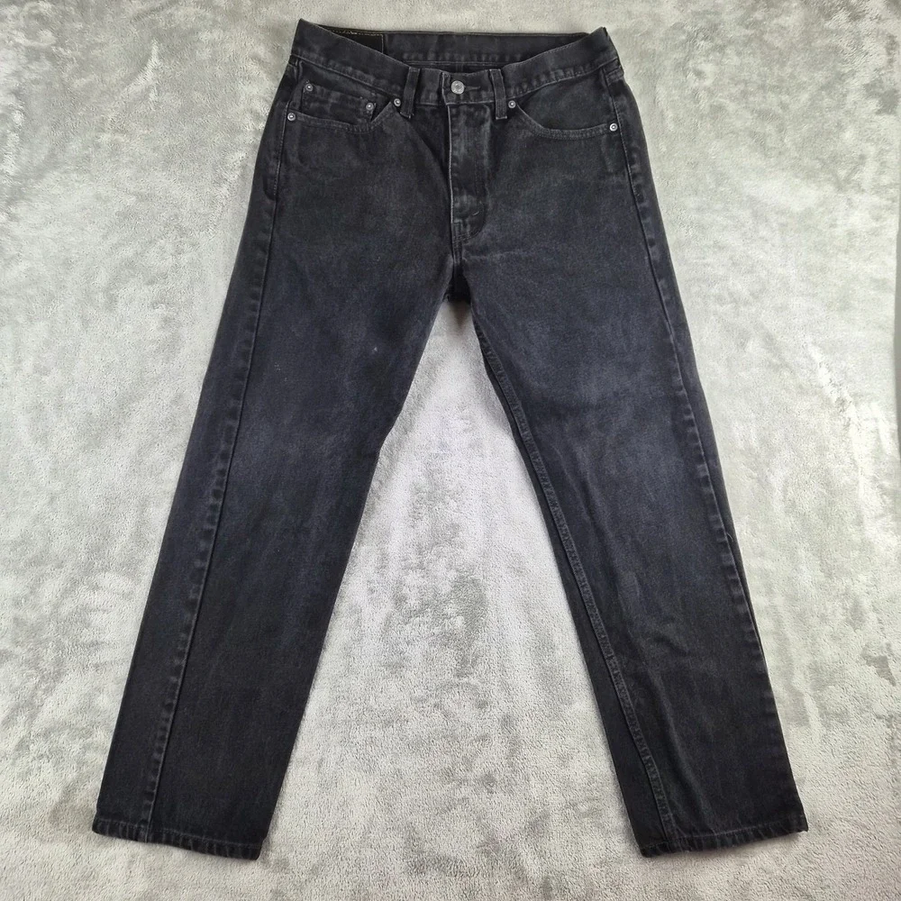 Levis 505 Jeans Mens 33x30 Black Denim Regular Fit Straight Leg 100% Cotton